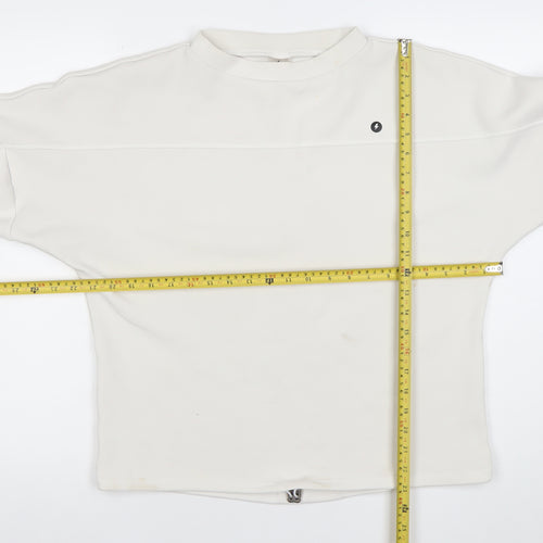 Powercut Women White Cotton Blend Sweatshirt UK 10-12