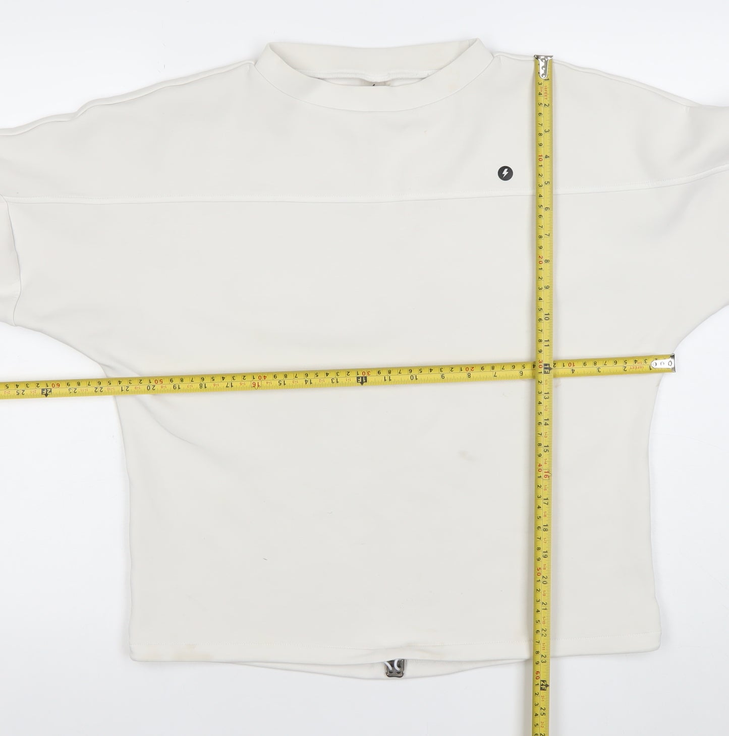 Powercut Women White Cotton Blend Sweatshirt UK 10-12