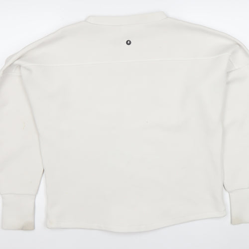 Powercut Women White Cotton Blend Sweatshirt UK 10-12