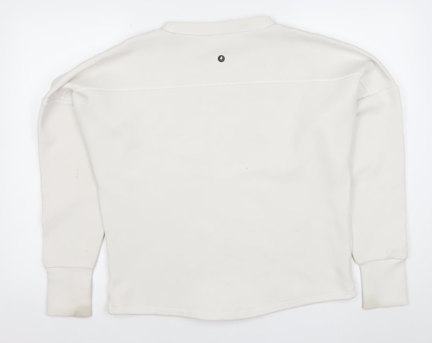 Powercut Women White Cotton Blend Sweatshirt UK 10-12