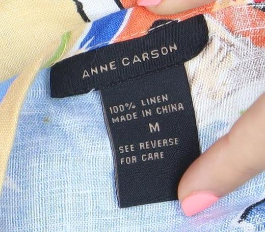 Anne Carson Womens Multicoloured Linen Halter Button-Up Top M