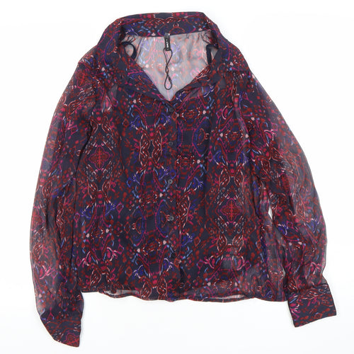 ONLY Women's Multicoloured Sheer Tunic Blouse Size S Long Sleeve