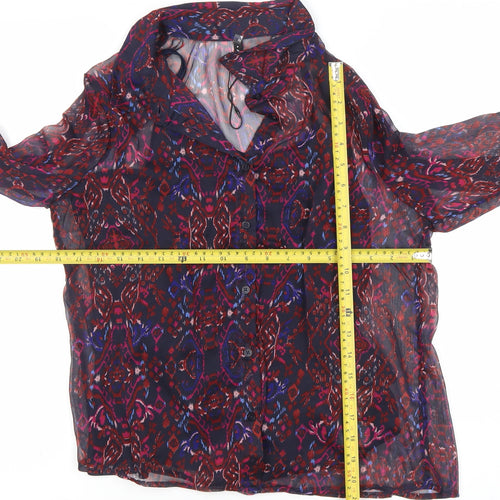 ONLY Women's Multicoloured Sheer Tunic Blouse Size S Long Sleeve