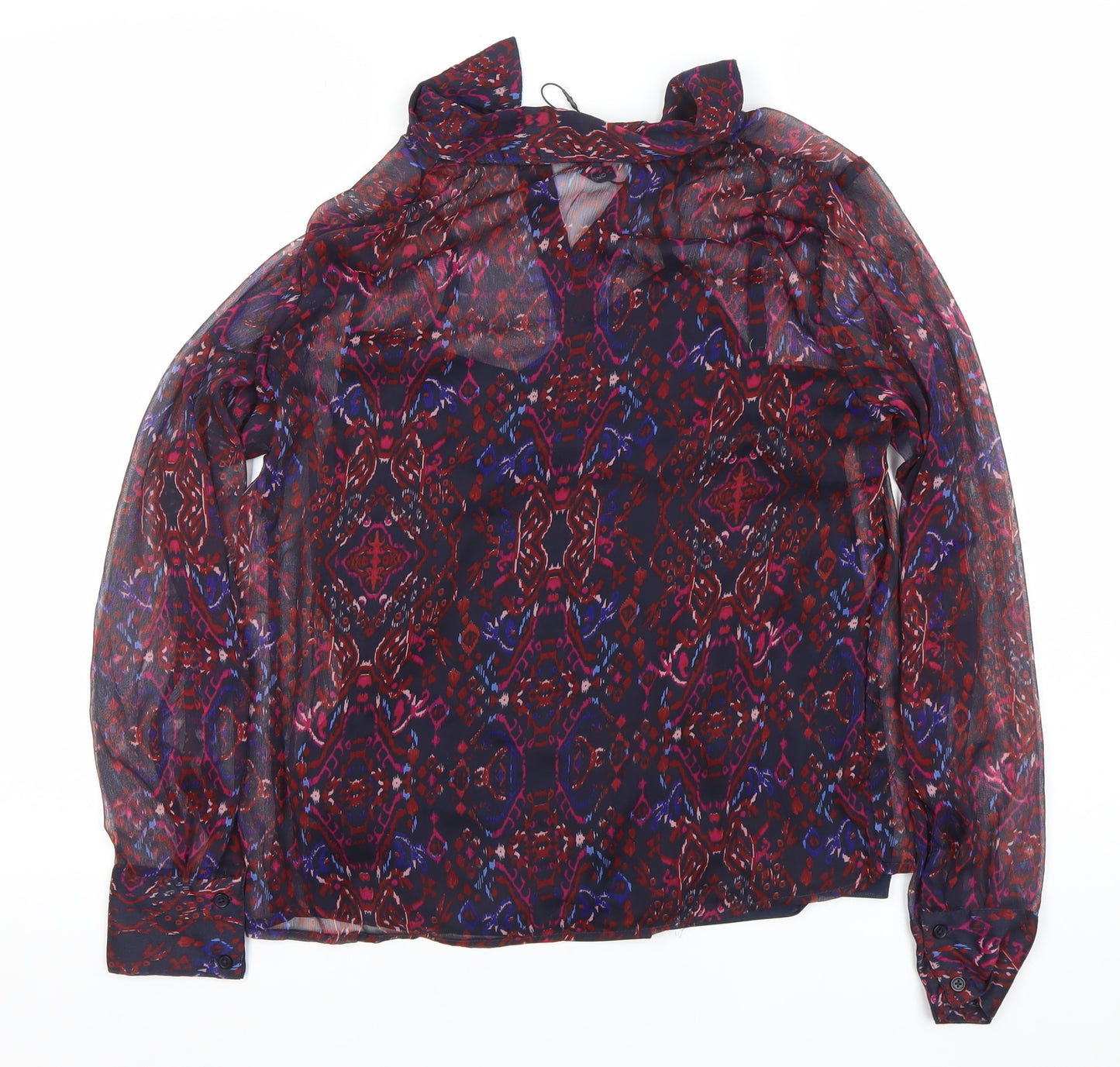 ONLY Women's Multicoloured Sheer Tunic Blouse Size S Long Sleeve