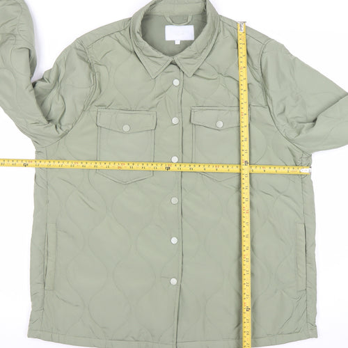 Zabaione Womens Green L Quilted Mid-Length Jacket Outdoor Casual