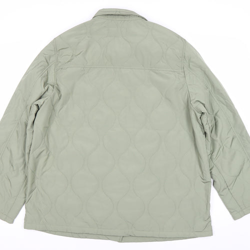Zabaione Womens Green L Quilted Mid-Length Jacket Outdoor Casual