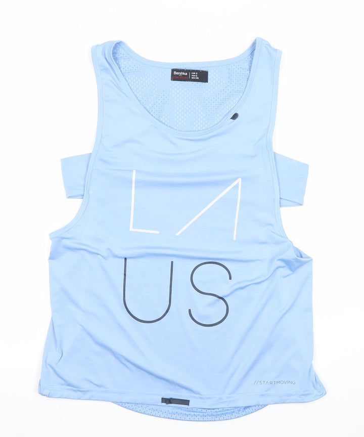 Bershka Womens Blue Activewear Tank Top Size 8 Regular Fit