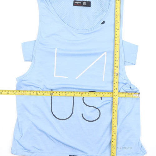 Bershka Womens Blue Activewear Tank Top Size 8 Regular Fit