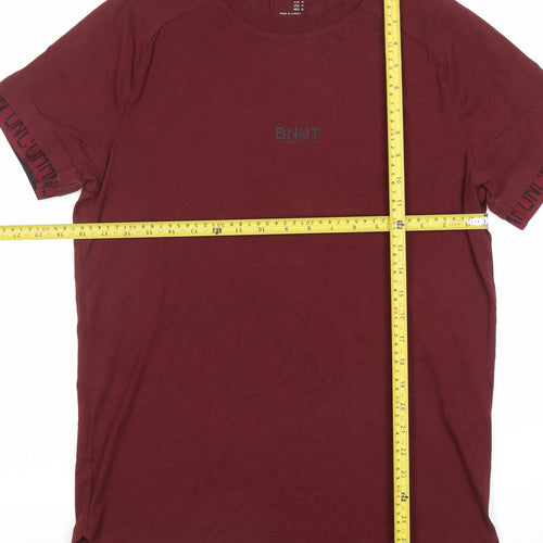 Bershka Men’s Red Crew Neck Short Sleeve Cotton Stretch T-Shirt M