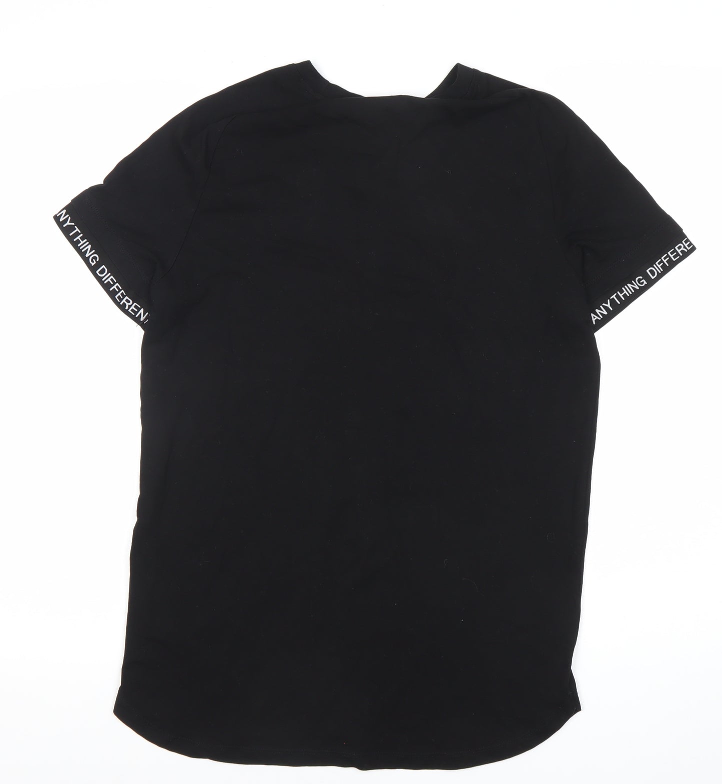 Bershka Mens Black M Graphic Logo Cotton T-Shirt Regular Fit