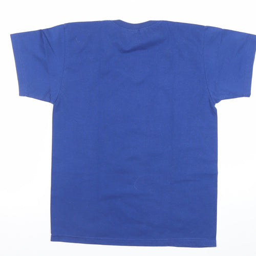 Black Horse Men's Blue V-Neck Graphic Print Cotton T-Shirt Size S