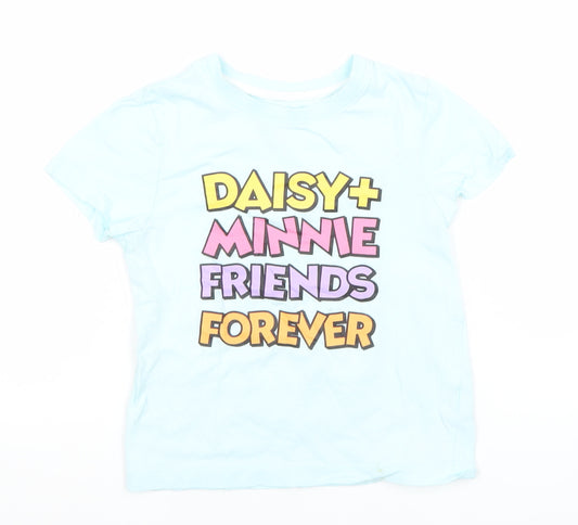 Disney Girls Blue Minnie Daisy Graphic T-Shirt 5-6 Years Cotton