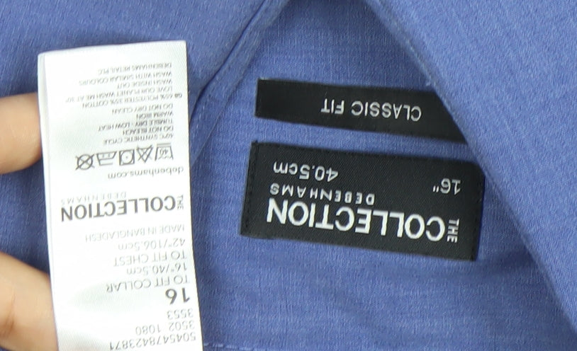 Debenhams Men’s Blue Classic Fit Long Sleeve Dress Shirt 16 40.5cm