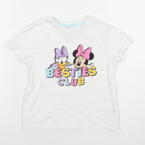 Disney Girls White Minnie & Daisy T-Shirt 5-6 Years Graphic Print