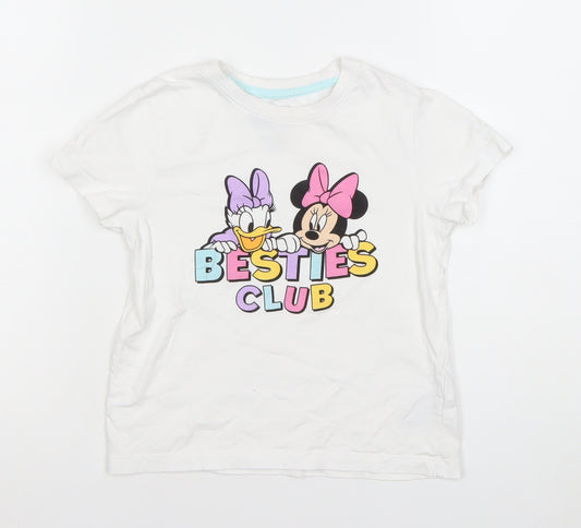 Disney Girls White Minnie & Daisy T-Shirt 5-6 Years Graphic Print