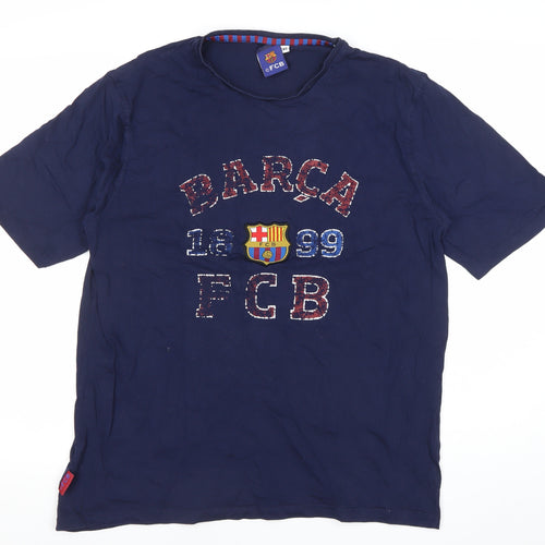FC Barcelona Men's Blue XL Graphic T-Shirt Short Sleeve