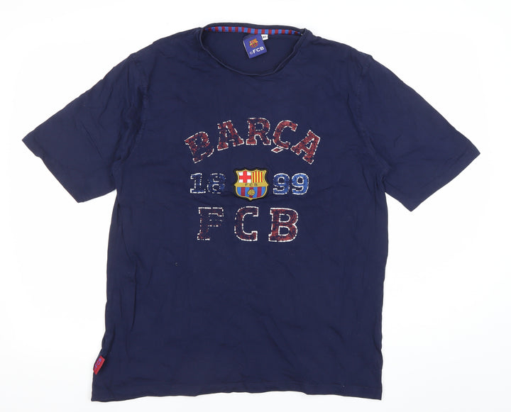 FC Barcelona Men's Blue XL Graphic T-Shirt Short Sleeve
