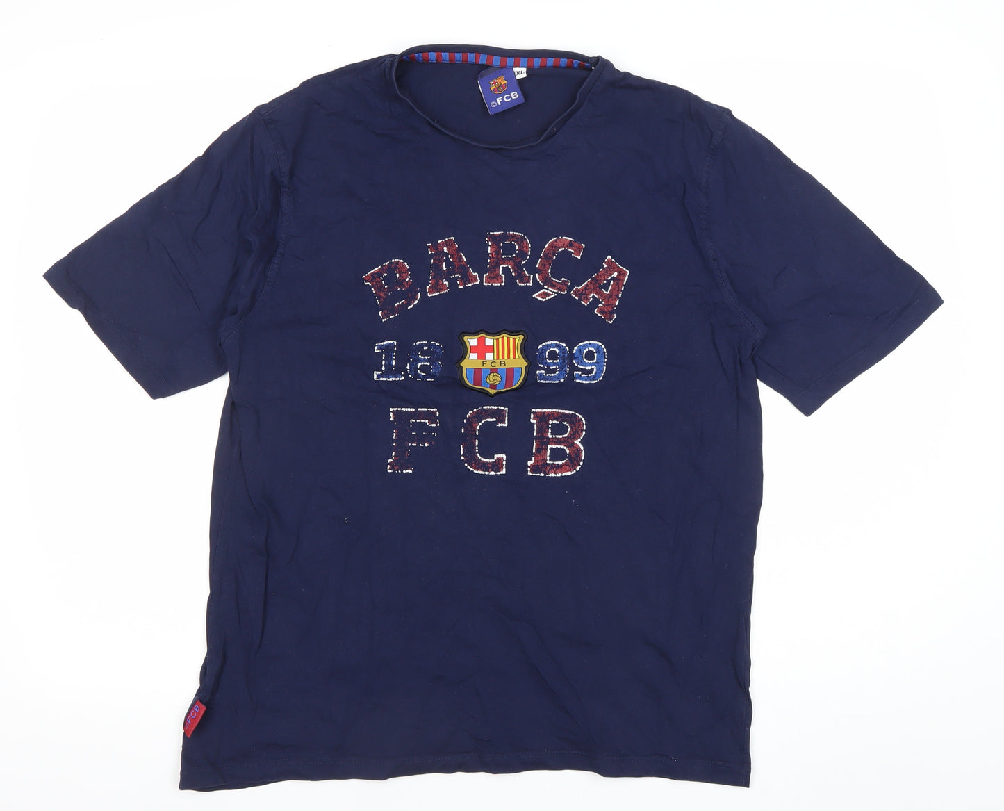 FC Barcelona Men's Blue XL Graphic T-Shirt Short Sleeve