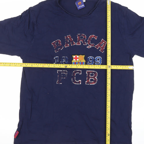 FC Barcelona Men's Blue XL Graphic T-Shirt Short Sleeve