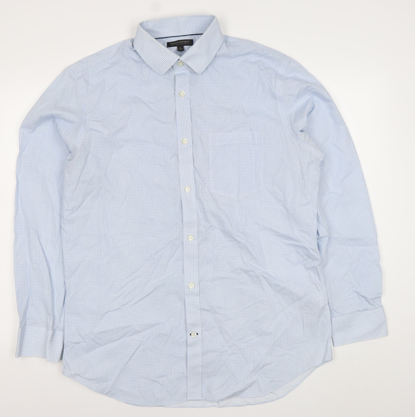 Banana Republic Men's Blue Geometric Long Sleeve Classic Fit Dress Shirt L