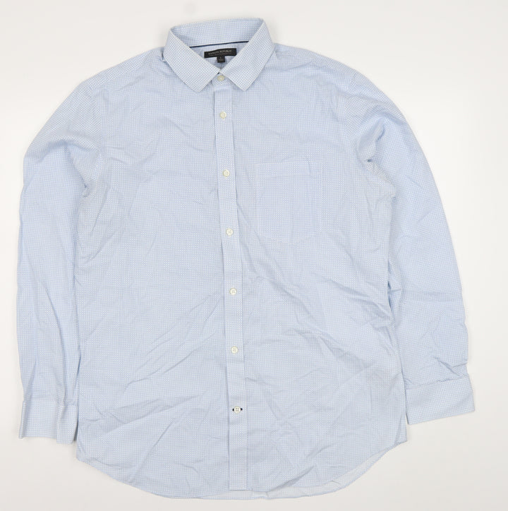 Banana Republic Men's Blue Geometric Long Sleeve Classic Fit Dress Shirt L