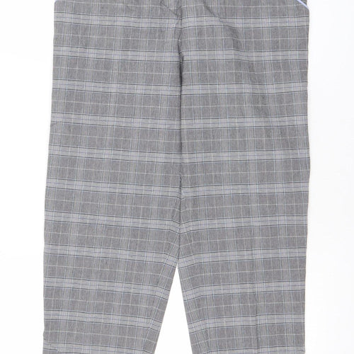 Marks and Spencer Women Grey Check Regular Fit Straight Trousers Size 10