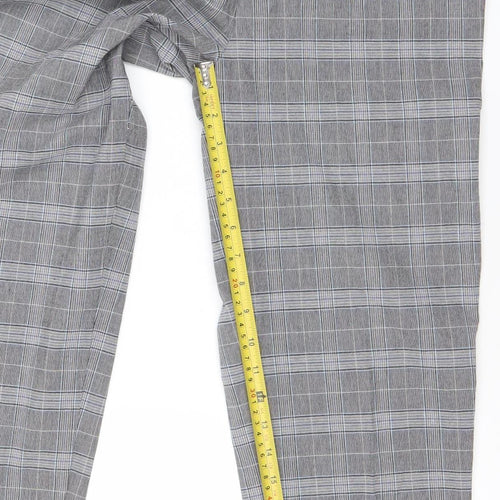 Marks and Spencer Women Grey Check Regular Fit Straight Trousers Size 10
