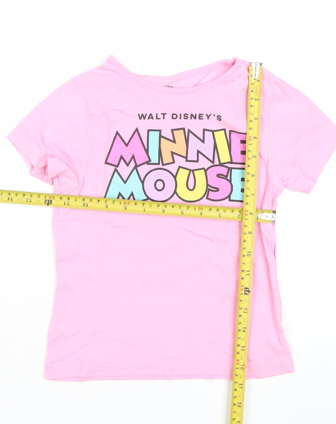 Disney Girls Pink Minnie Mouse T-Shirt 5-6 Years Graphic Print Crew Neck