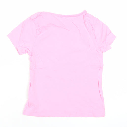 Disney Girls Pink Minnie Mouse T-Shirt 5-6 Years Graphic Print Crew Neck