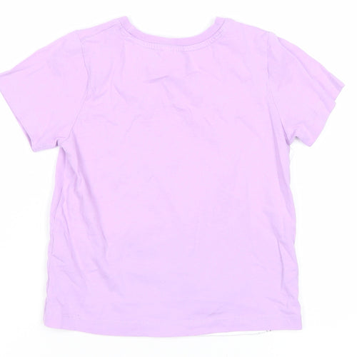 Disney Girls Purple T-Shirt 5-6 Years Minnie Daisy Glitter Graphic Tee