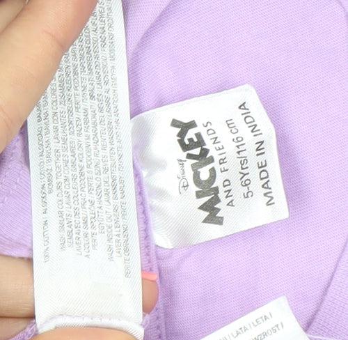 Disney Girls Purple T-Shirt 5-6 Years Minnie Daisy Glitter Graphic Tee