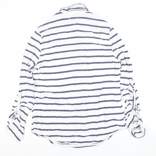 Skovde Women’s White Blue Striped Linen Viscose Button-Up Shirt S