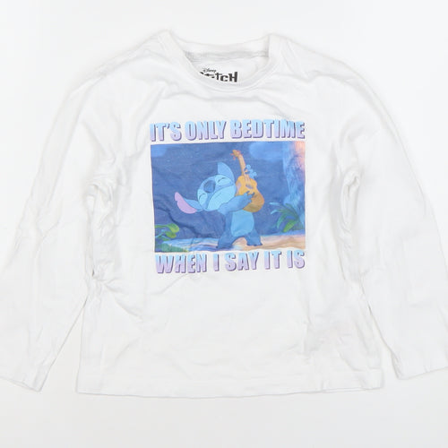 Primark Girls White Stitch Disney Long Sleeve T-Shirt 5-6 Years