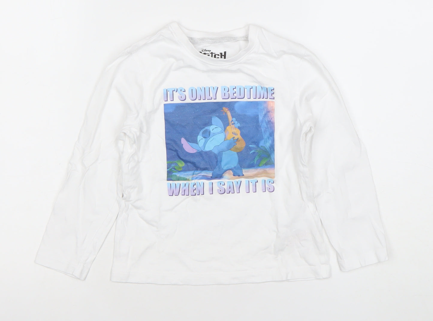 Primark Girls White Stitch Disney Long Sleeve T-Shirt 5-6 Years