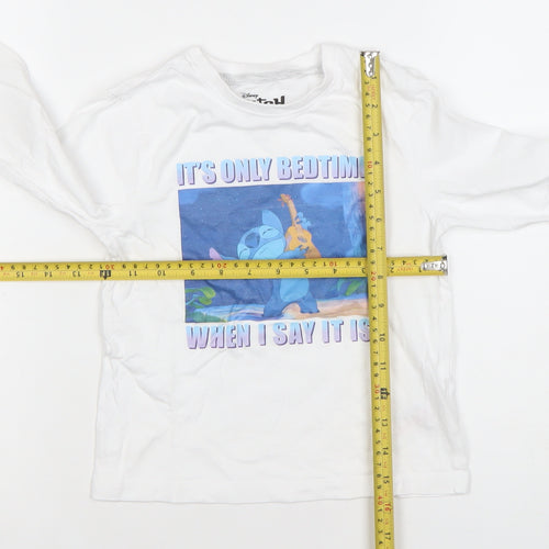 Primark Girls White Stitch Disney Long Sleeve T-Shirt 5-6 Years