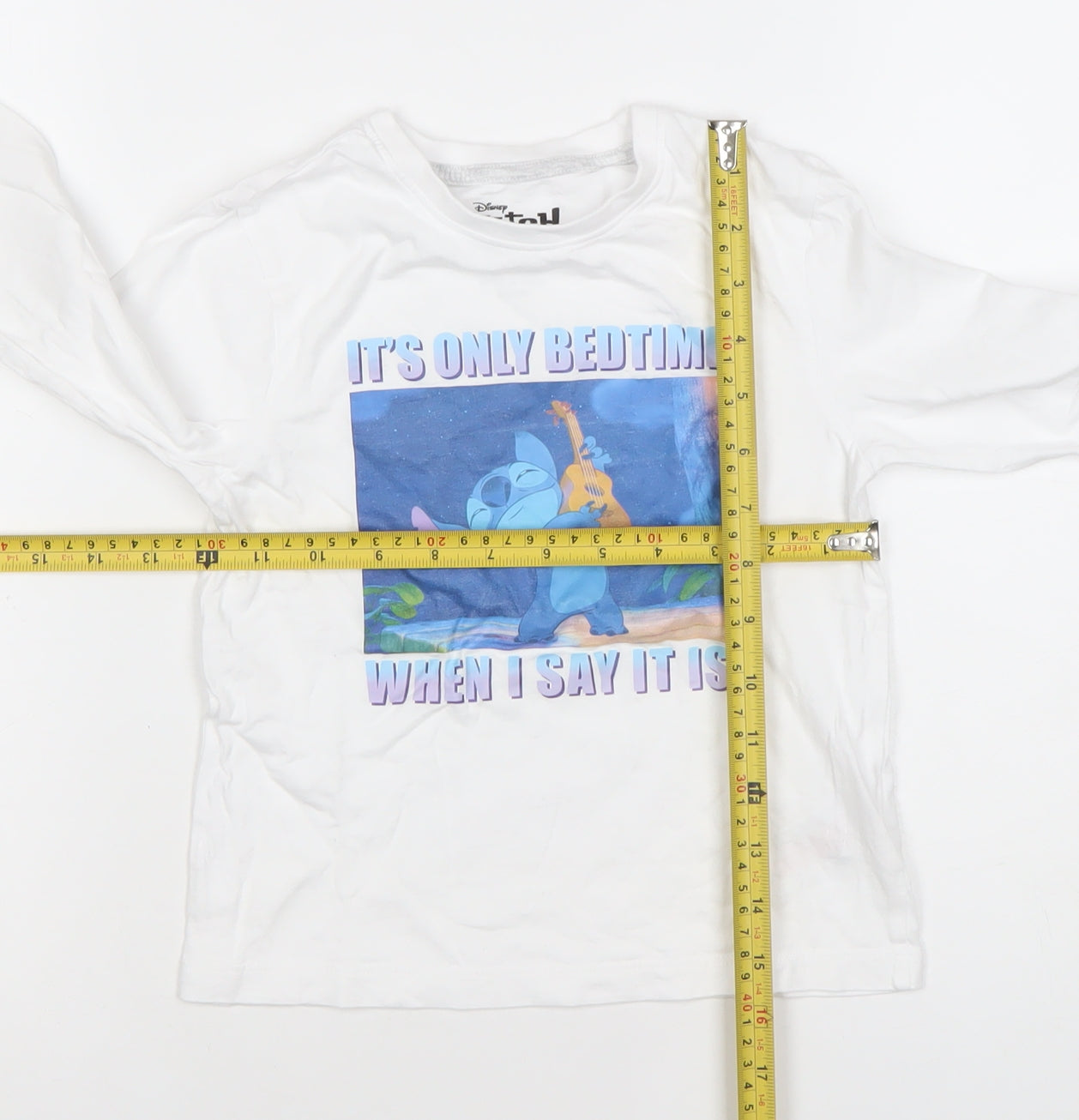 Primark Girls White Stitch Disney Long Sleeve T-Shirt 5-6 Years