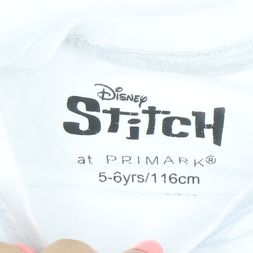 Primark Girls White Stitch Disney Long Sleeve T-Shirt 5-6 Years
