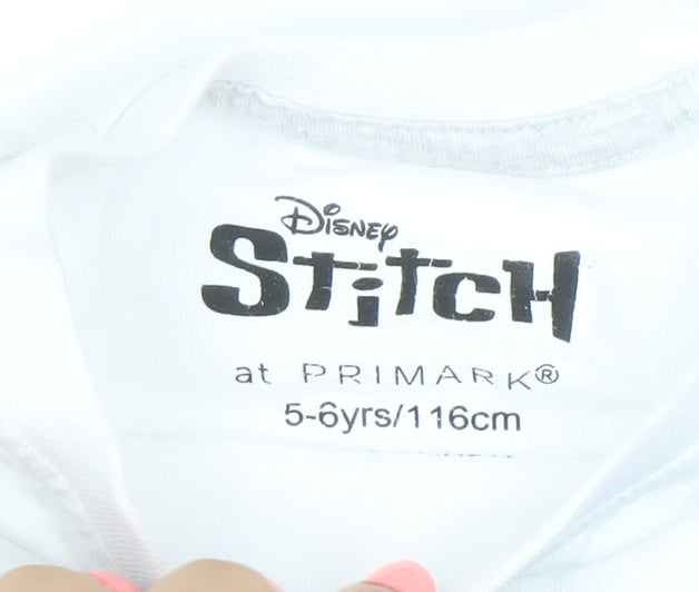 Primark Girls White Stitch Disney Long Sleeve T-Shirt 5-6 Years