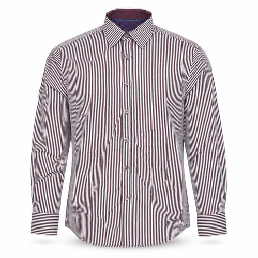 Dunnes Men’s Brown Striped Cotton Dress Shirt M Regular Long Sleeve