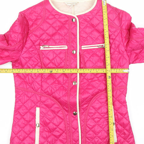 On Parle De Vous Women’s Pink Quilted Jacket Size 12 Mid-Length