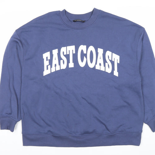 Dunnes Women Blue Pullover Sweatshirt L East Coast Graphic Cotton Blend