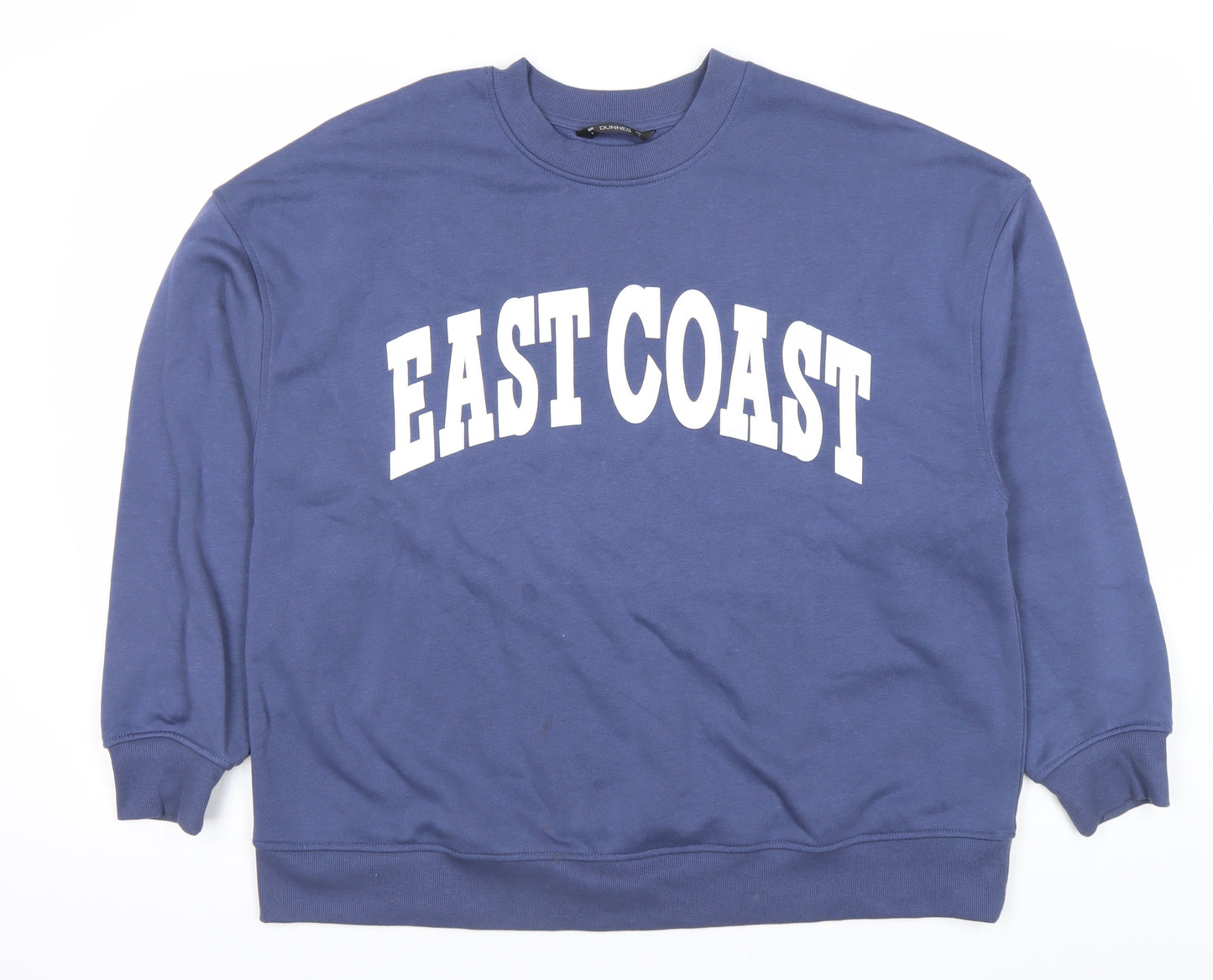 Dunnes Women Blue Pullover Sweatshirt L East Coast Graphic Cotton Blend