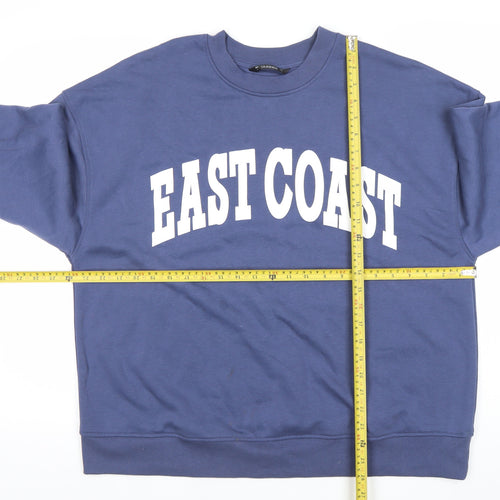 Dunnes Women Blue Pullover Sweatshirt L East Coast Graphic Cotton Blend