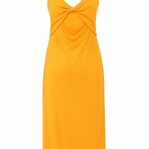 Zara Women’s Orange Midi Slip Dress Size 8 Sleeveless V-Neck Stretch