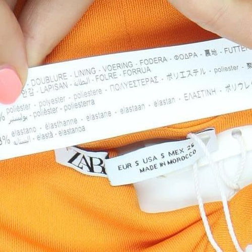 Zara Women’s Orange Midi Slip Dress Size 8 Sleeveless V-Neck Stretch