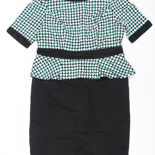 Marks and Spencer Women’s Black Green Sheath Dress Size 16 Workwear