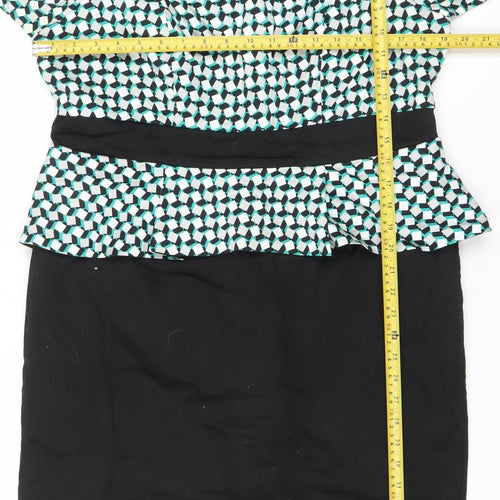Marks and Spencer Women’s Black Green Sheath Dress Size 16 Workwear