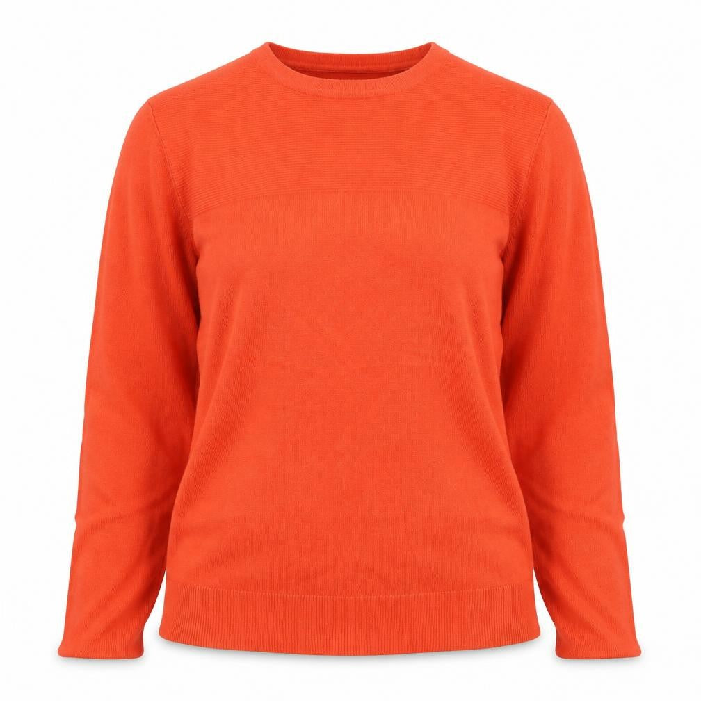 Front view of Dunnes Women’s Orange Crew Neck jumper, size L