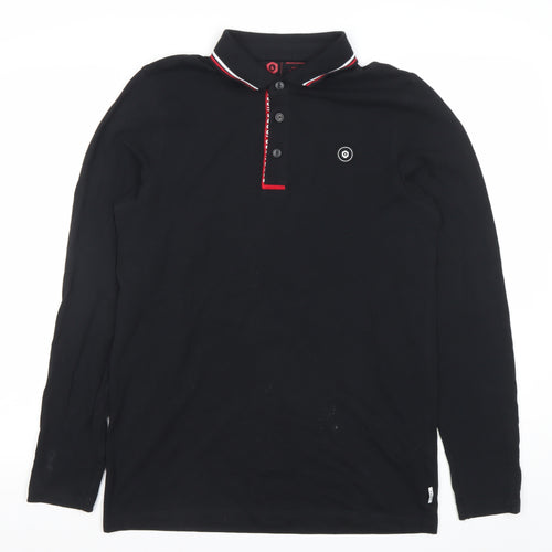 Jack & Jones Men’s Black Long Sleeve Polo Shirt Size M Cotton