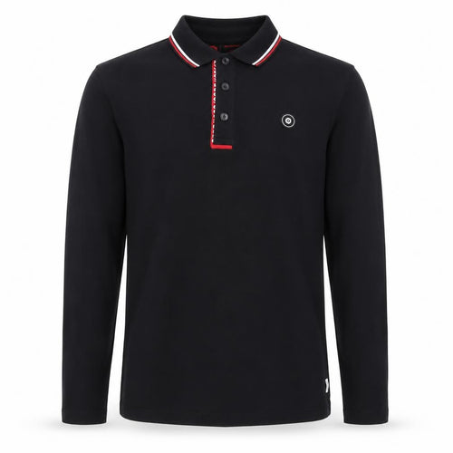 Jack & Jones Men’s Black Long Sleeve Polo Shirt Size M Cotton